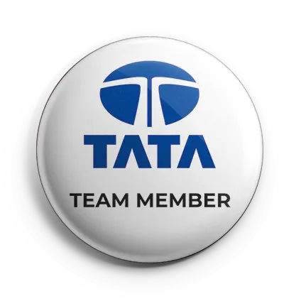 tata company team leader batches with cusotm logo printed on it
