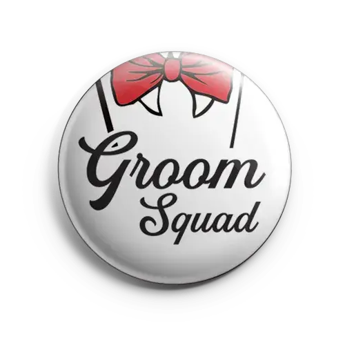 Custom groom squad badges with names in HindiEnglish