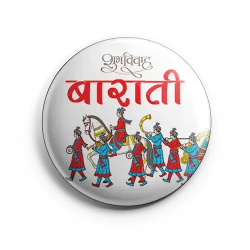 Personalized button badges for baraati members in India