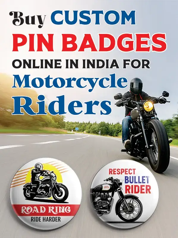 buy custom pin badges online in india for motorcycle riders