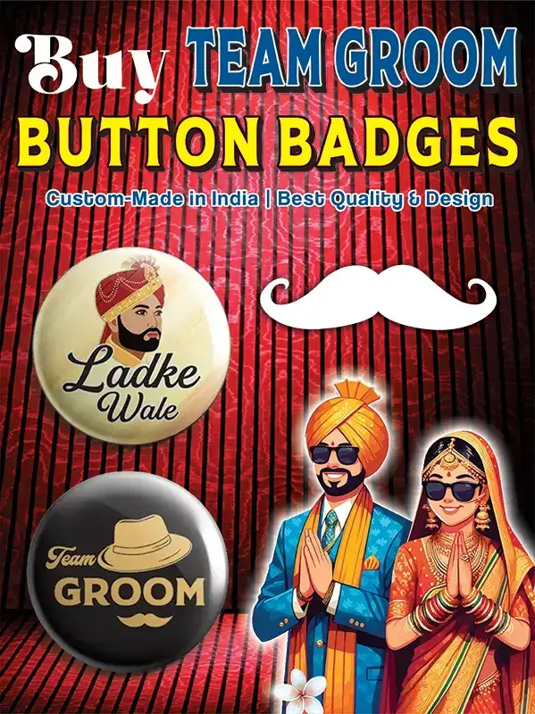 custom button badges for groom squad