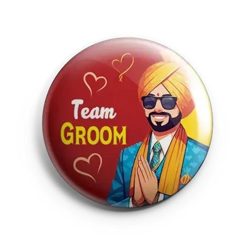 custom stylish team groom button badges