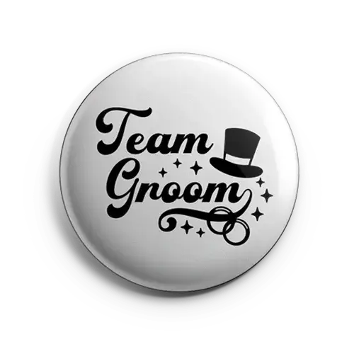 team groom wale button badges