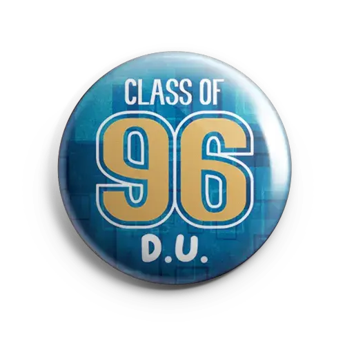 Class of 96 batchmate button batches with school and college name